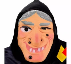 Maschera da vecchia con fazzoletto di plastica
