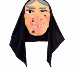 Maschera da vecchia con fazzoletto di plastica