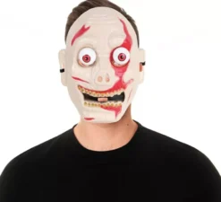 Maschera da zombie con occhi finti e capelli di plastica