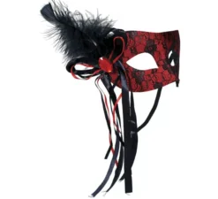 Maschera del diavolo rosso con piuma