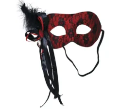 Maschera del diavolo rosso con piuma