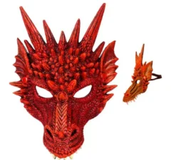 Maschera del drago rosso con corna