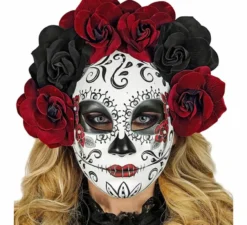 Maschera del Giorno dei Morti con rose