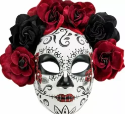 Maschera del Giorno dei Morti con rose