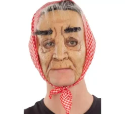 Maschera della nonna con capelli e sciarpa