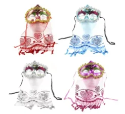 Maschera di carnevale con velo colori assortiti