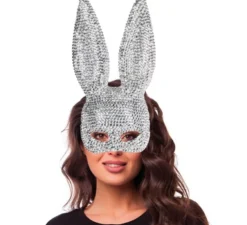 Maschera di coniglio in plastica argento lucido