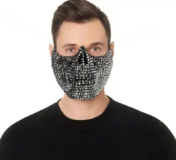 Maschera di plastica a mezza faccia con teschio lucido