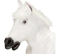 Maschera di testa di cavallo bianco con capelli