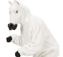 Maschera di testa di cavallo bianco con capelli