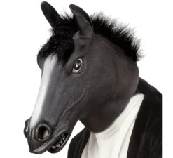 Maschera di testa di cavallo nero con capelli