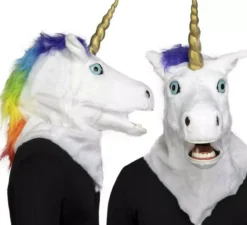 Maschera di unicorno con movimento della mascella