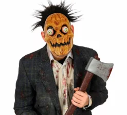 Maschera di zucca spaventosa con occhi finti