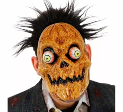 Maschera di zucca spaventosa con occhi finti