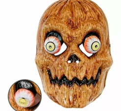 Maschera di zucca spaventosa con occhi finti