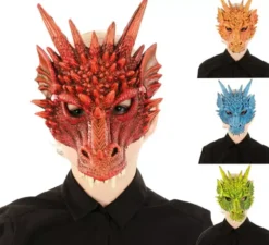 Maschera Drago Cornuto per Bambini Eva 4 Colori Assortiti 22x28x23 cm