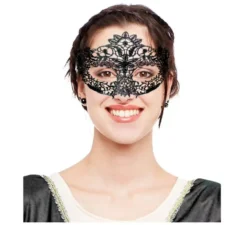 Maschera floreale in pizzo nero per adulti