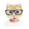 Maschera gatto con stampa occhiali blu
