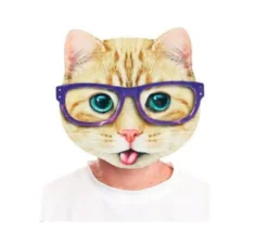 Maschera gatto con stampa occhiali blu