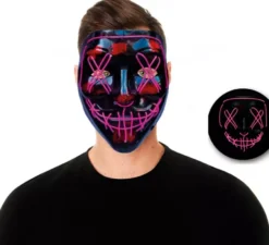 Maschera LED Sinister fucsia con luce in plastica