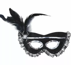Maschera nera con ragno e piuma