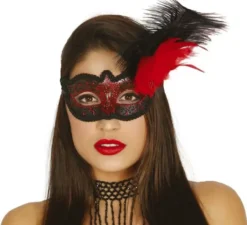 Maschera per gli occhi con penna rossa