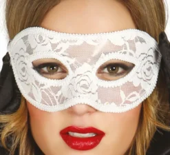 Maschera per gli occhi con pizzo bianco