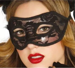 Maschera per gli occhi con pizzo nero