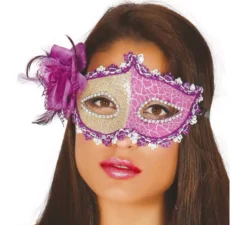 Maschera per gli occhi viola con fiore rosa
