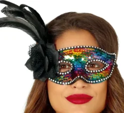 Maschera per occhi multicolore con penna