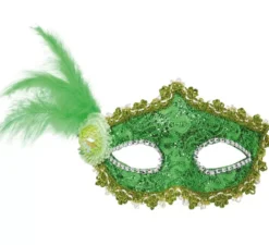 Maschera per occhi verdi con piuma