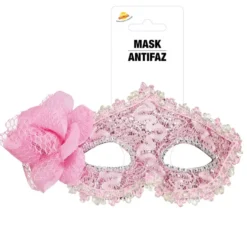 Maschera rosa con fiore