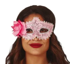 Maschera rosa con fiore