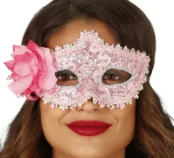 Maschera rosa con fiore