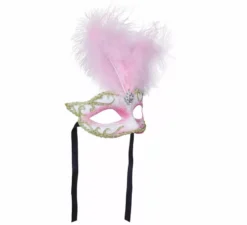 Maschera rosa con piuma