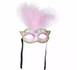 Maschera rosa con piuma