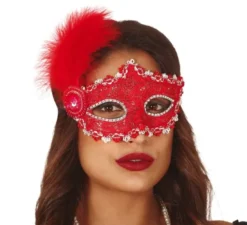 Maschera rossa con penna