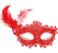 Maschera rossa con penna