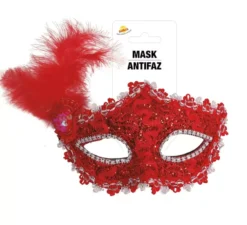 Maschera rossa con penna
