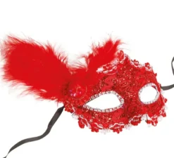 Maschera rossa con penna