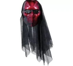 Maschera rossa da hockey con cappuccio in pvc
