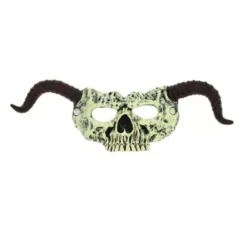 Maschera scheletro cornuta a metà faccia