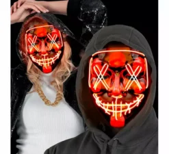 Maschera spaventosa da killer con LED rosso