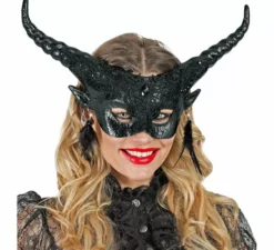Maschera teatrale nera del diavolo