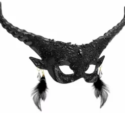 Maschera teatrale nera del diavolo