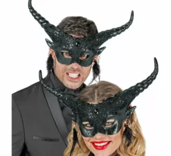 Maschera teatrale nera del diavolo