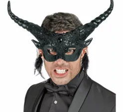 Maschera teatrale nera del diavolo