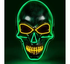 Maschera teschio argentata con LED colorati