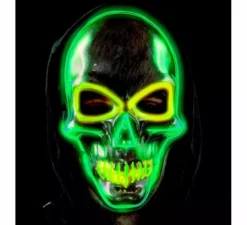 Maschera teschio argentata con LED colorati