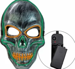 Maschera teschio argentata con LED colorati